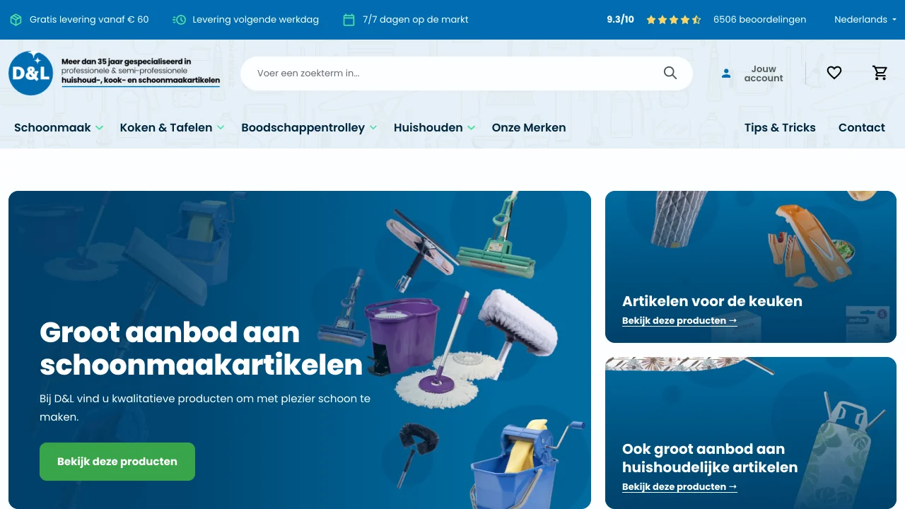 Screenshot of the D&L Products website