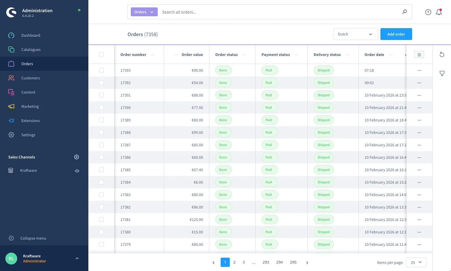 Screenshot van een Shopware 6 webshop gebouwd door Kraftware